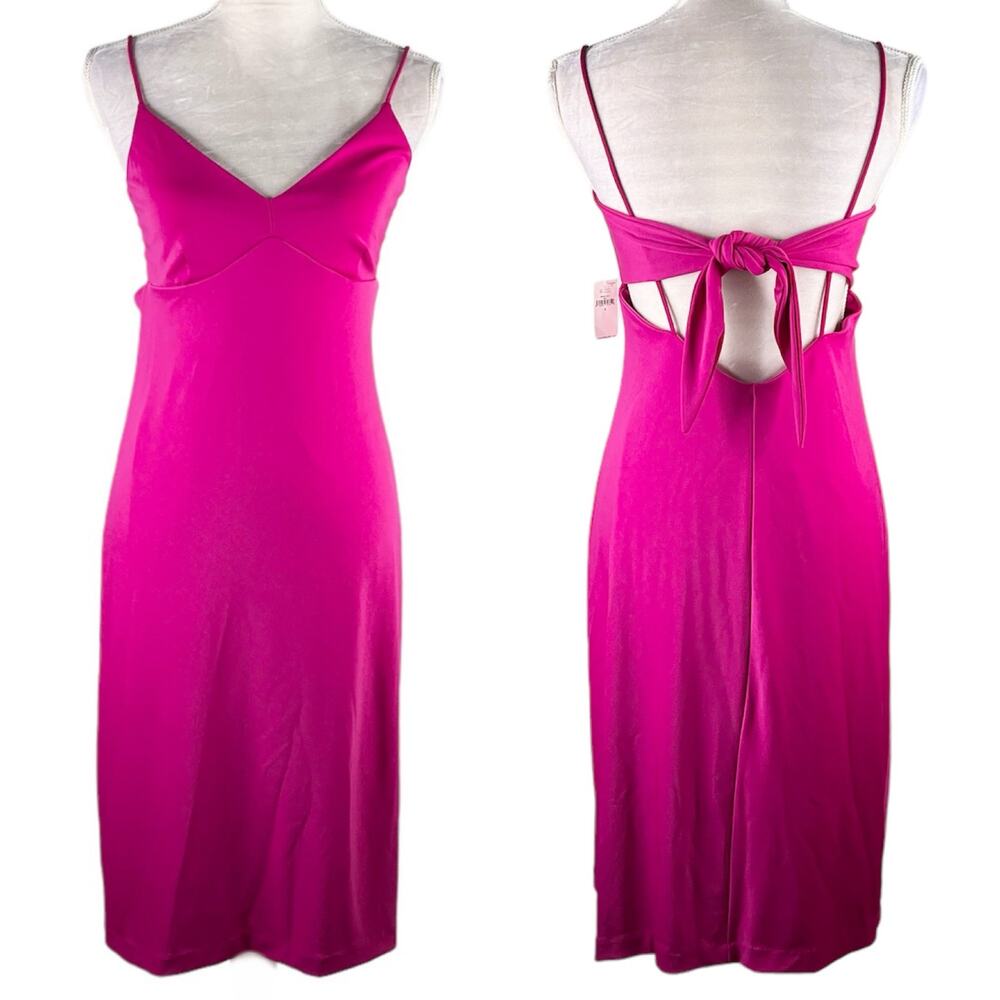 Banana Republic Strappy Dress Fuchsia Small Stretch Tie Lined New